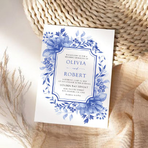 Convites Casamento Blue Porcelain Floral Chinoiserie
