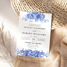 Convites Casamento Blue Porcelain Floral Chinoiserie
