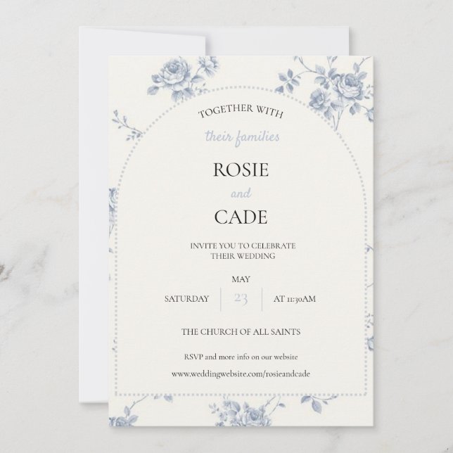Convites Casamento Blue Rose  (Frente)