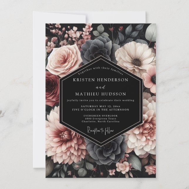 Convites Casamento Blush Noir Chiaroscuro (Frente)