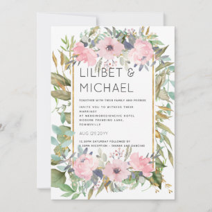 Convites Casamento Blush Pink Floral Boho