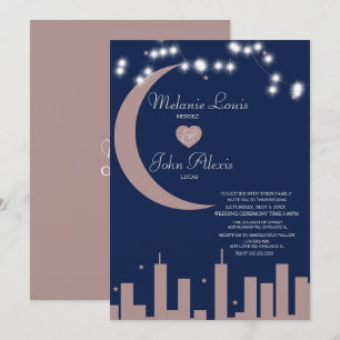 Convites Casamento Blush Rosa Marinho Céu Noturno