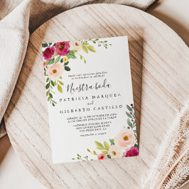 Convites Casamento Boda Nuestra Floral Nuestra Verde Rosa