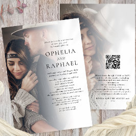Convites Casamento Boêmia com Código QR de 2 Fotos Minimali