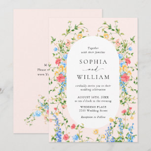 Convites Casamento Boêmia de Watercolor Meadow Wildflower