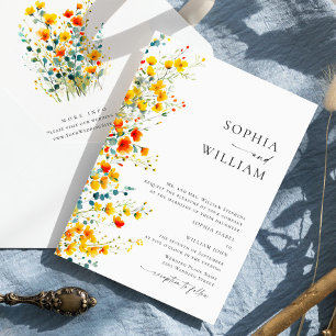 Convites Casamento Boêmia de Watercolor Meadow Wildflower