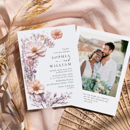Convites Casamento Boêmia de Watercolor Meadow Wildflower