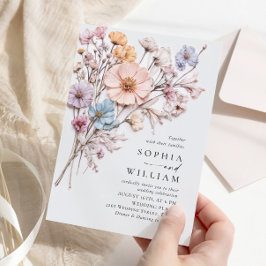 Convites Casamento Boêmia de Watercolor Meadow Wildflower