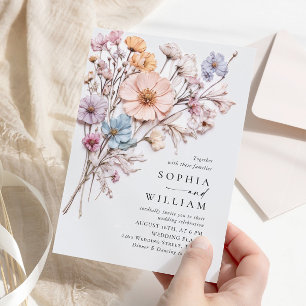 Convites Casamento Boêmia de Watercolor Meadow Wildflower