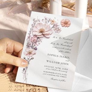 Convites Casamento Boêmia de Watercolor Meadow Wildflower