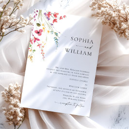 Convites Casamento Boêmia de Watercolor Meadow Wildflower