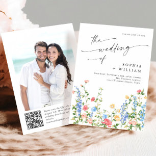 Convites Casamento Boêmia de Watercolor Meadow Wildflower