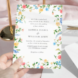 Convites Casamento Boêmia de Watercolor Meadow Wildflower