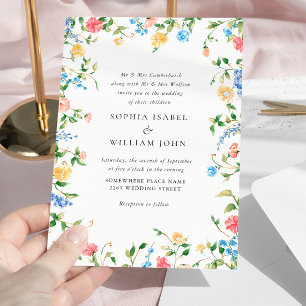 Convites Casamento Boêmia de Watercolor Meadow Wildflower