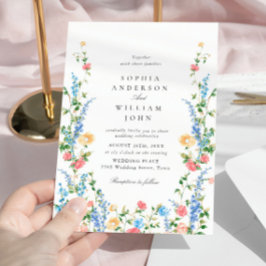 Convites Casamento Boêmia de Watercolor Meadow Wildflower