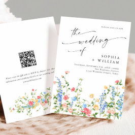 Convites Casamento Boêmia de Watercolor Meadow Wildflower