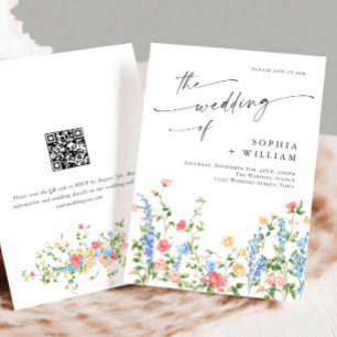Convites Casamento Boêmia de Watercolor Meadow Wildflower