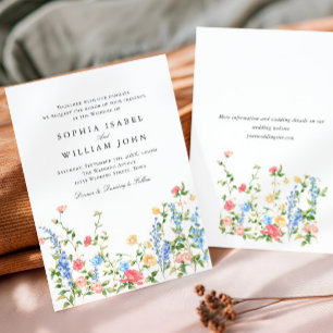 Convites Casamento Boêmia de Watercolor Meadow Wildflower