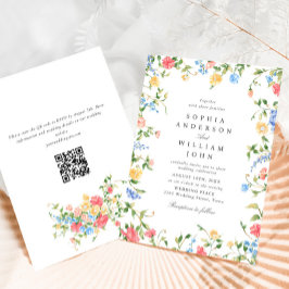 Convites Casamento Boêmia de Watercolor Meadow Wildflower