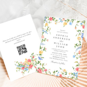 Convites Casamento Boêmia de Watercolor Meadow Wildflower