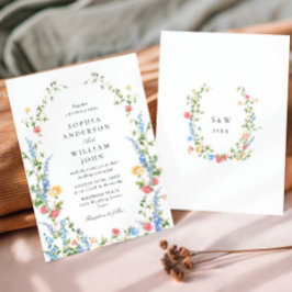 Convites Casamento Boêmia de Watercolor Meadow Wildflower