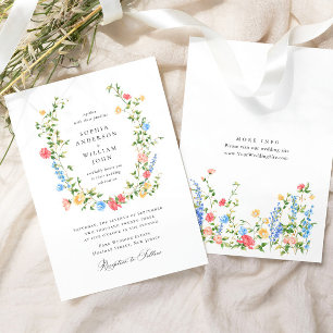 Convites Casamento Boêmia de Watercolor Meadow Wildflower
