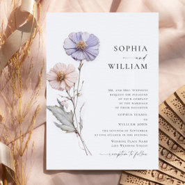 Convites Casamento Boêmia de Watercolor Meadow Wildflower