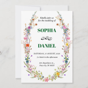 Convites Casamento Boêmia de Watercolor Meadow Wildflower
