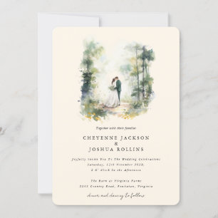 Convites Casamento Boêmico da Floresta Aquarela Encantada