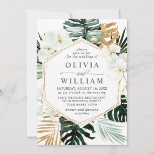 Convites Casamento Boêmico das Orquídeas Brancas Elegante