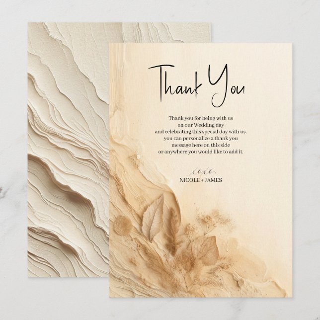 Convites Casamento Boêmico de Ivory Cream Botânico Texturiz (Frente/Verso)