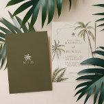 Convites Casamento Boêmico de Palmeiras Tropicais<br><div class="desc">Convide seus convidados para seu belo casamento na praia com nosso design de convite para o casamento na praia tropical do boho. Design apresenta nossas palmeiras pintadas manualmente. Moldura geométrica dourada moderna com monograma personalizado de palmeiras. Nosso casamento boho tropical é perfeito para um tema de praia ou casamento de...</div>