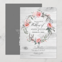 Casamento Boêmio com Código QR para RSVP Floral Ro