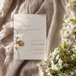 Convites Casamento Boêmio de Flores Silvestres Minimalista