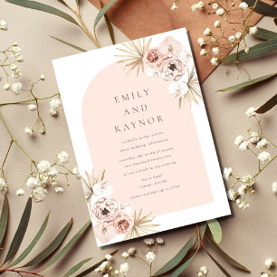 Convites Casamento Boêmio de Praia em Rose Gold
