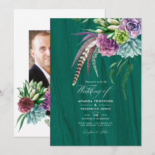 Convites Casamento Boêmio de Suculentas Místicas