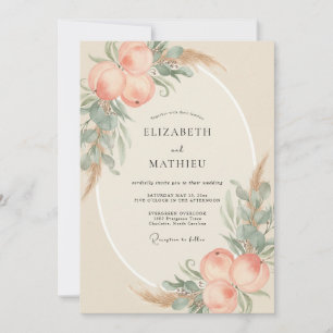 Convites Casamento Boêmio Etéreo de Pêssego