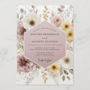 Convites Casamento Boêmio Etéreo Rosa