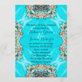 Convites casamento boêmio padrão em azul turquesa vintage
