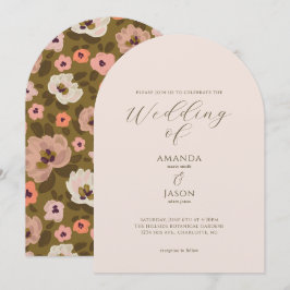 Convites Casamento boêmio romântico pintado com flores no j
