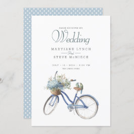 Convites Casamento Bohemian Blue Bicycle Watercolor