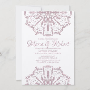 Convites Casamento Bohemian Mandala Art Boho Kraft Rosa