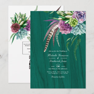 Convites Casamento Bohemiano de Suculentas Místicas com QR