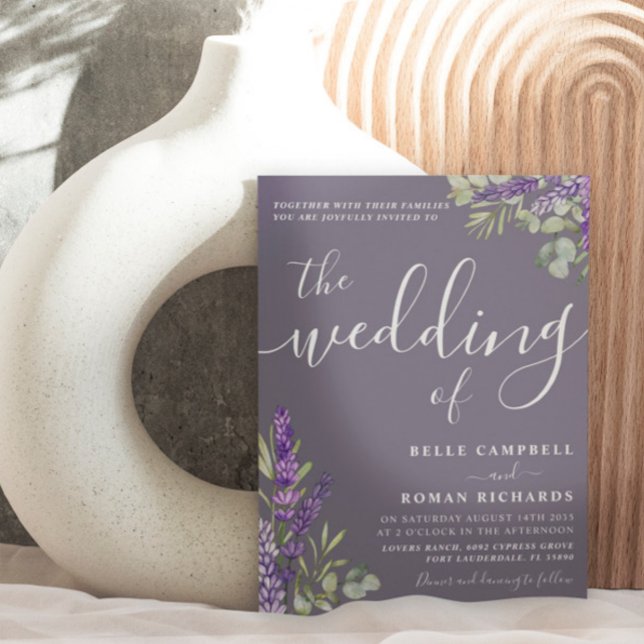 Convites Casamento Boho Aquarela Eucalipto & Lavanda (Criador carregado)
