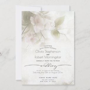 Convites CASAMENTO    Boho Aquarela Flores de Pessegueiro