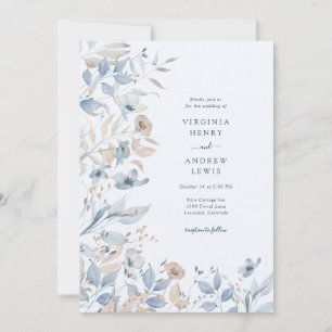 Convites Casamento Boho Azul de Flor Silvestre