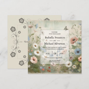 Convites Casamento Boho Blooms e Promessas Vintage