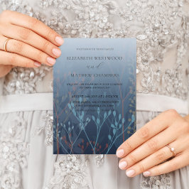 Convites Casamento Boho Blue com Ervas Daninhas e Folhagens