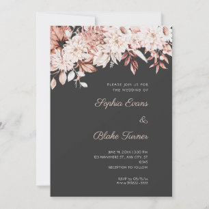 Convites Casamento Boho Branco Floral Cinza Seixos de Inver
