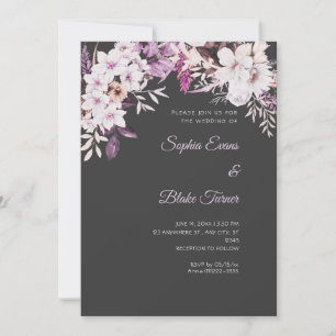 Convites Casamento Boho Branco Floral Inverno Cinza Sombra